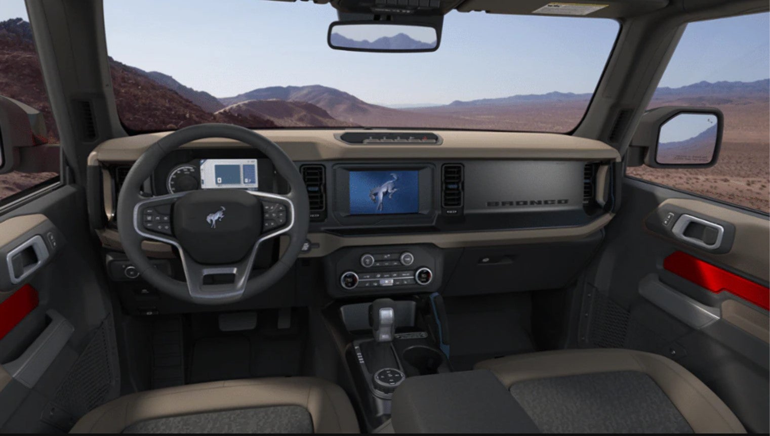 Interior dashboard view of a new Ford Bronco